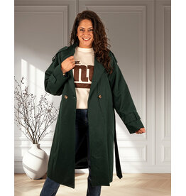 Donkergroene trenchcoat