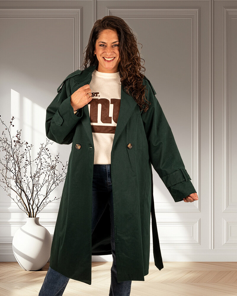 Donkergroene trenchcoat van El-Vita