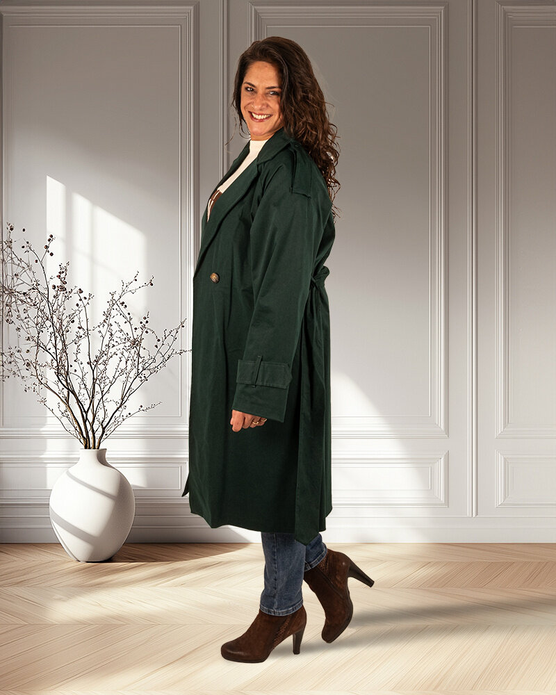 Donkergroene trenchcoat van El-Vita
