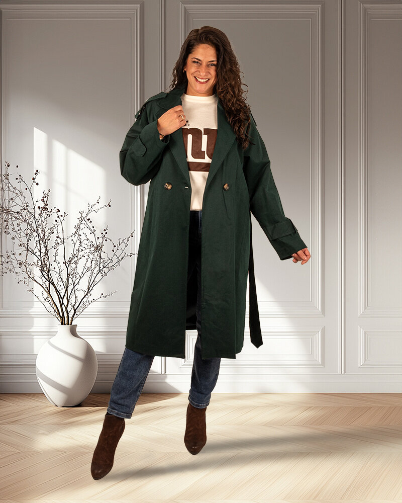 Donkergroene trenchcoat van El-Vita