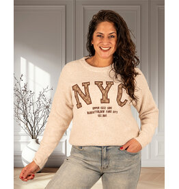 Beige trui "NYC" van Flamant Rose