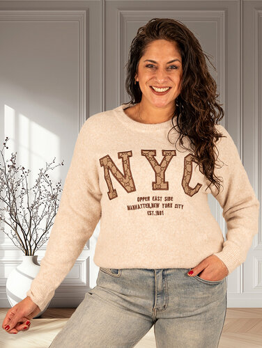 Beige trui "NYC" van Flamant Rose