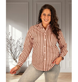 Drôle de Copine Roze/bruin gestreepte blouse