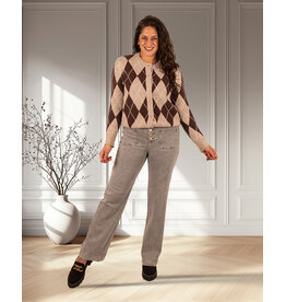 Light grey wide leg jeans met knopen