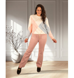 Roze wide leg jeans met knopen