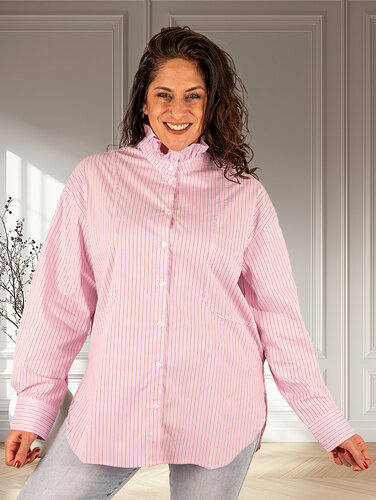 Drôle de Copine Roze gestreepte blouse
