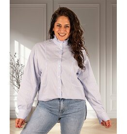 Drôle de Copine Lichtblauw gestreepte blouse