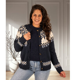Donkerblauw Noorse print vest van Kilky