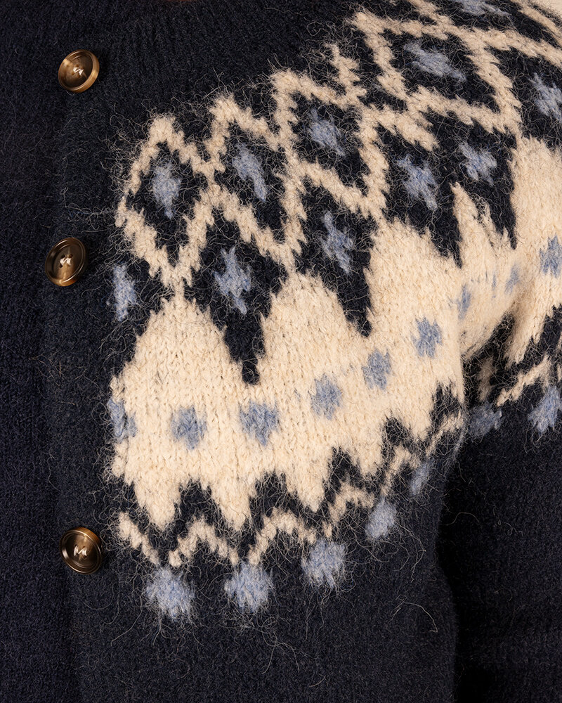 Donkerblauw Noorse print vest van Kilky