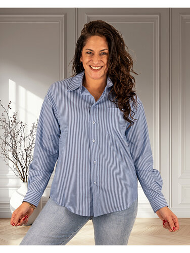 Drôle de Copine Blauw/donkerblauw gestreepte blouse