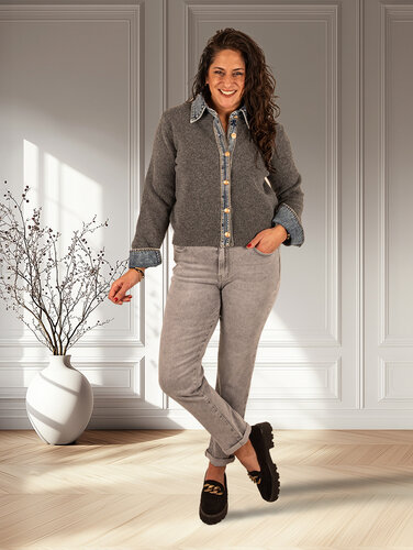 Hello Miss Light grey high waist mom jeans van Hello Miss