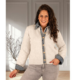 Lichtgrijs vest jeans details