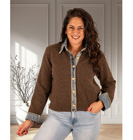 Donkerbruin vest jeans details