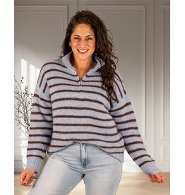 Blauw/bruin gestreepte schipperstrui