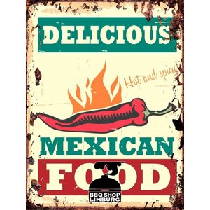 BBQ Shop Limburg Metalen wandbordje - Delicious Mexican Food 20x30cm