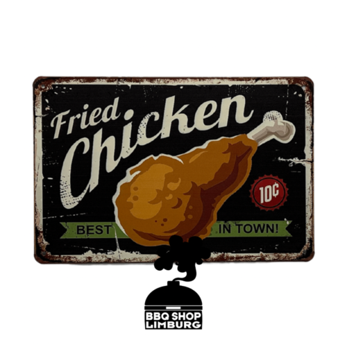 Metalen wandbordje - Fried Chicken 20x30cm