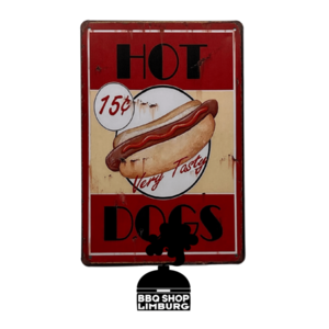 BBQ Shop Limburg Metalen wandbordje - Hot Dogs 15c  30x20cm