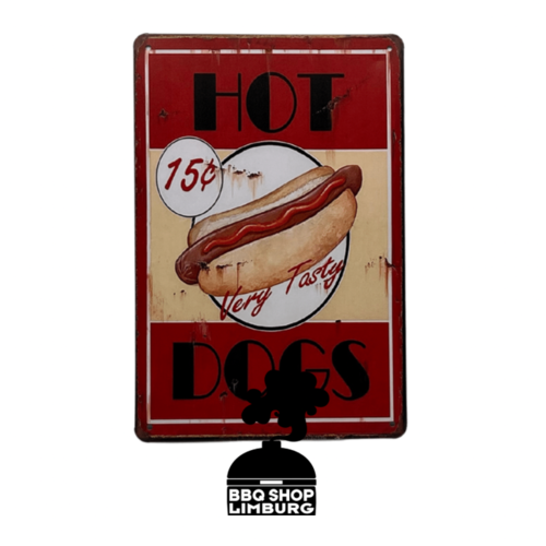 BBQ Shop Limburg Metalen wandbordje - Hot Dogs 15c 30x20cm