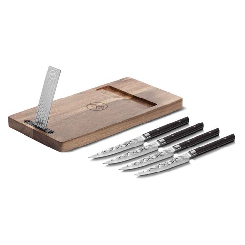 BARE Cookware Bare Cookware – Steakmes Set met Diamantslijper & Magnetische houten Houder