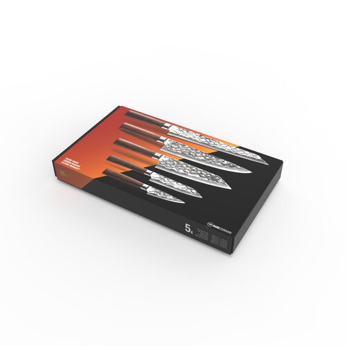 BARE Cookware Bare Cookware – Messenset 5-delig: Schilmes 80 mm, Utility 120 mm, Santoku 170 mm, Broodmes 240 mm & Koksmes 210 mm