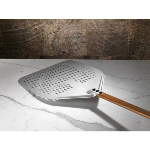Gi.Metal Gi.Metal – WoodTech 30x30 - 30cm Pizzaschep geperforeerd – Anodiseer alu & W.E.S. houtlook