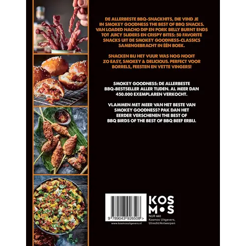 Kosmos Smokey Goodness – Best of BBQ Snacks boek van Jord Althuizen met 50 BBQ snackrecepten