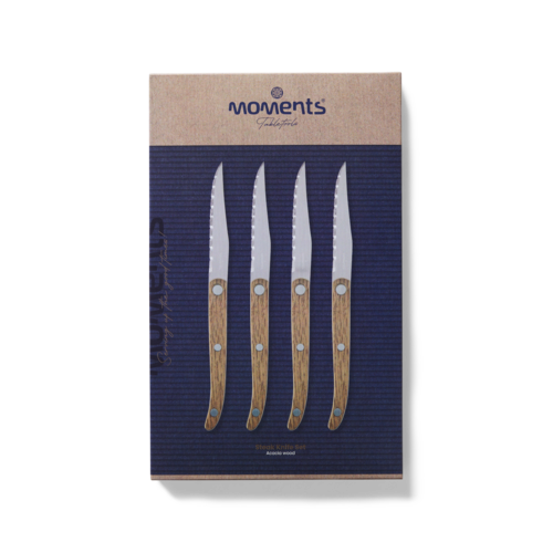 Moments Moments – Steakmessen set 4 stuks met RVS lemmet en houten handvat