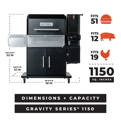 MasterBuilt Masterbuilt – Gravity Series 1150 Digital Charcoal Grill & Smoker
