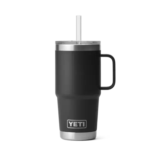 Yeti YETI Rambler® 25 oz (739 ml) Straw Mug Zwart mok met rietjes deksel