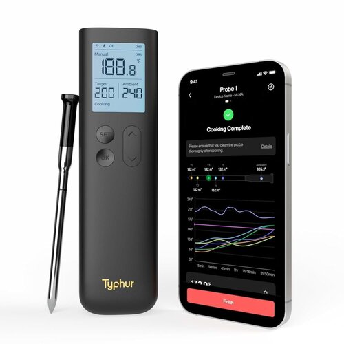 Typhur Robotics Typhur – Sync Gold Lite Draadloze Vleesthermometer met Smart Base en Wi-Fi Typhur Robotics Typhur – Sync Gold Lite Draadloze Vleesthermometer met Smart Base en Wi-Fi