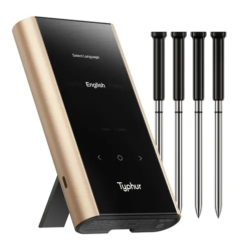 Typhur Robotics Typhur – Sync Gold Quad Draadloze Vleesthermometer met 4 Probes & Sub-1G Typhur Robotics Typhur – Sync Gold Quad Draadloze Vleesthermometer met 4 Probes & Sub-1G