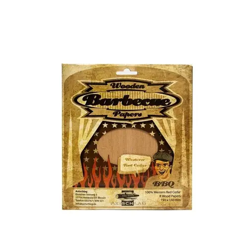 BBQ Shop Limburg Axtschlag Western Red Cedar Barbecue Papers – 19 x 15 cm – 8 Vellen