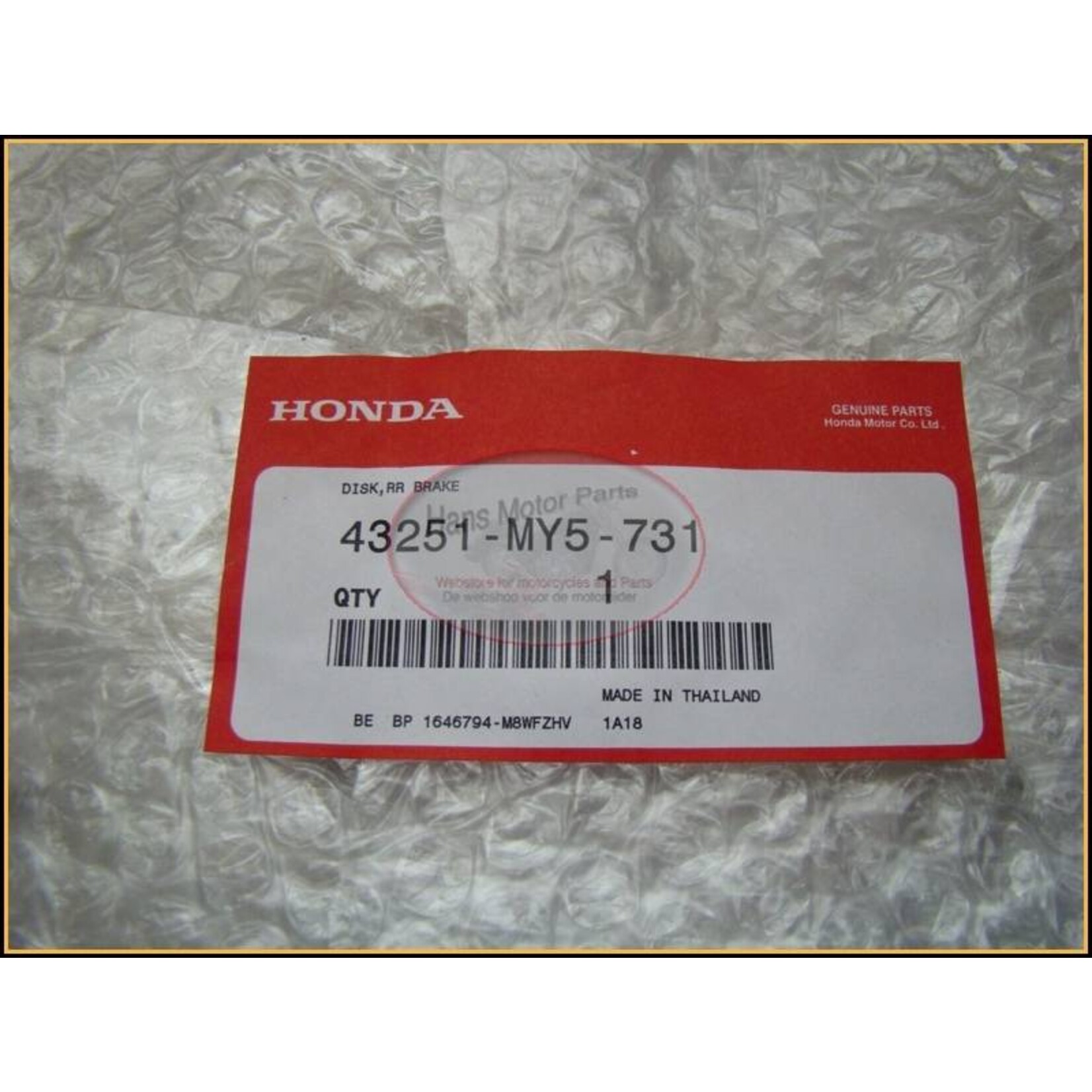 HONDA XL650V TransAlp Brakedisc Rear 2000-2003