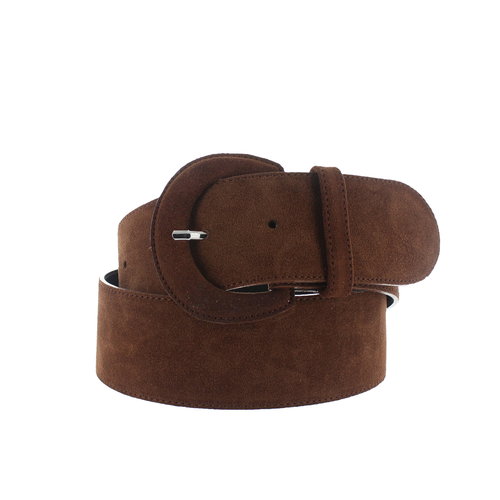 H.A.N Alice | Suede brede damesriem 6cm | Bruin 