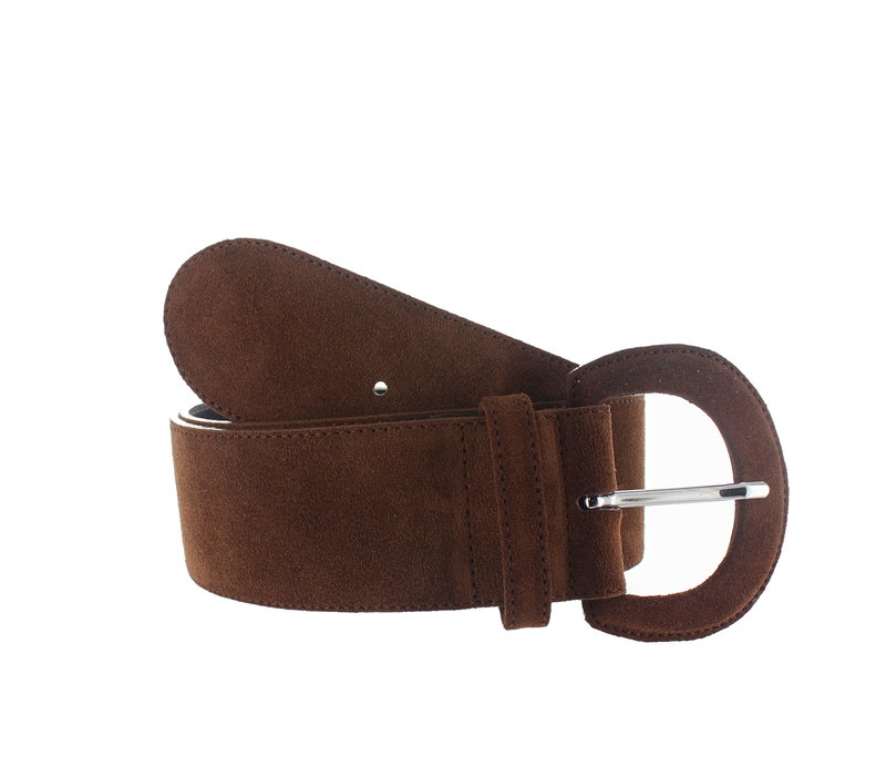Alice | Suède brede damesriem 6cm | Bruin