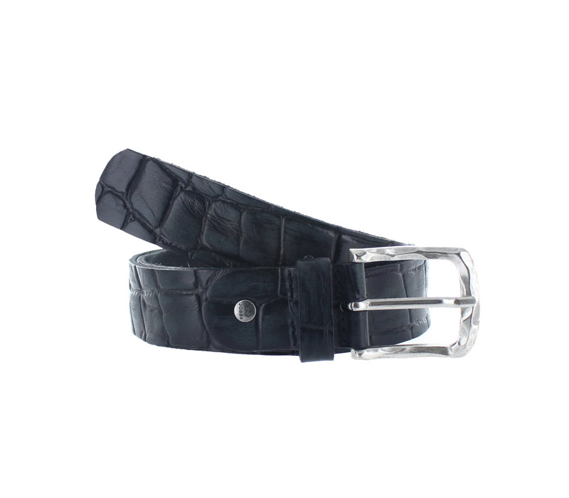 Vito | Zwarte vintage kroko riem - 4cm