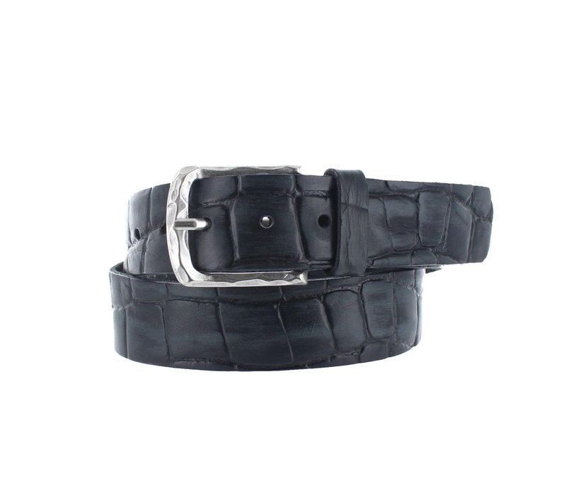 Vito | Zwarte vintage kroko riem - 4cm