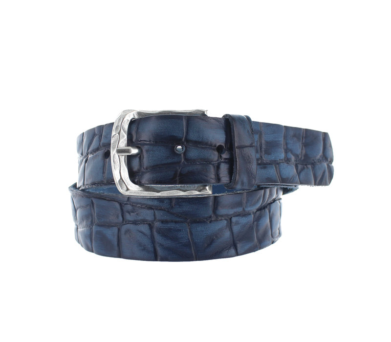 Vito | Blauwe vintage kroko riem