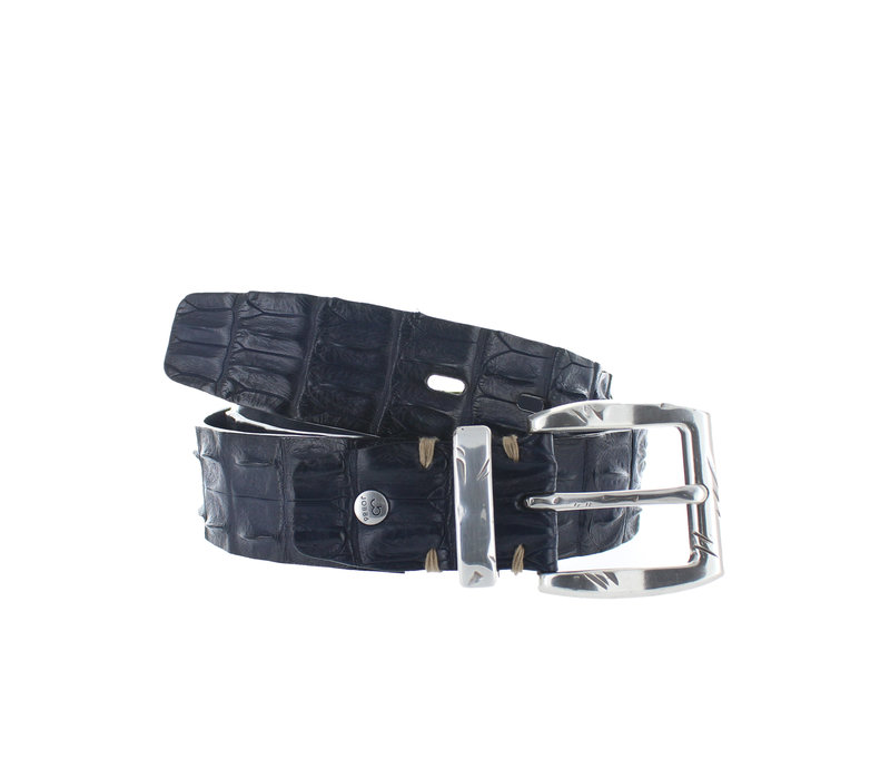 Exclusieve krokodillen riem | Donkerblauw