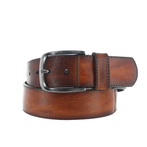  JOB86 Alex | Patchwork jeansriem 4,5cm | Cognac 