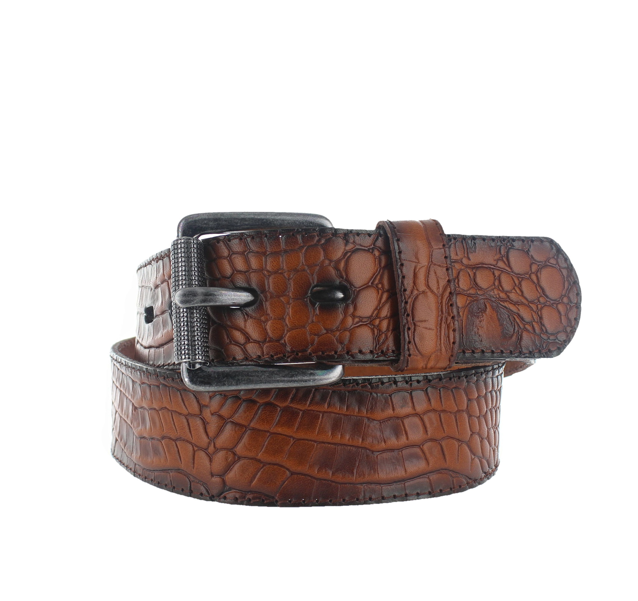 JOB86 Luigi | Kroko herenriem 4,5cm | Cognac