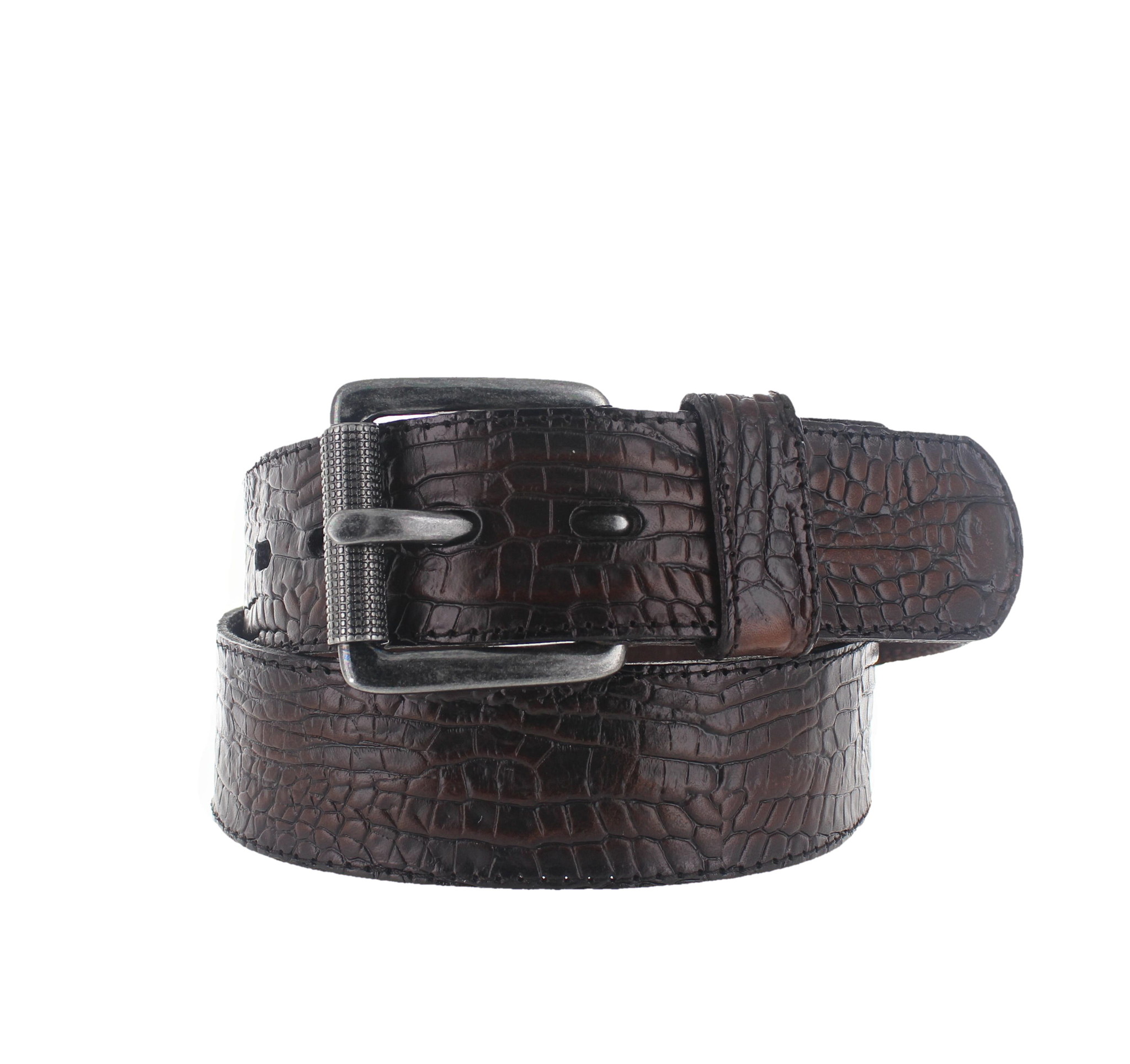 JOB86 Luigi | Kroko herenriem 4,5cm | Bruin