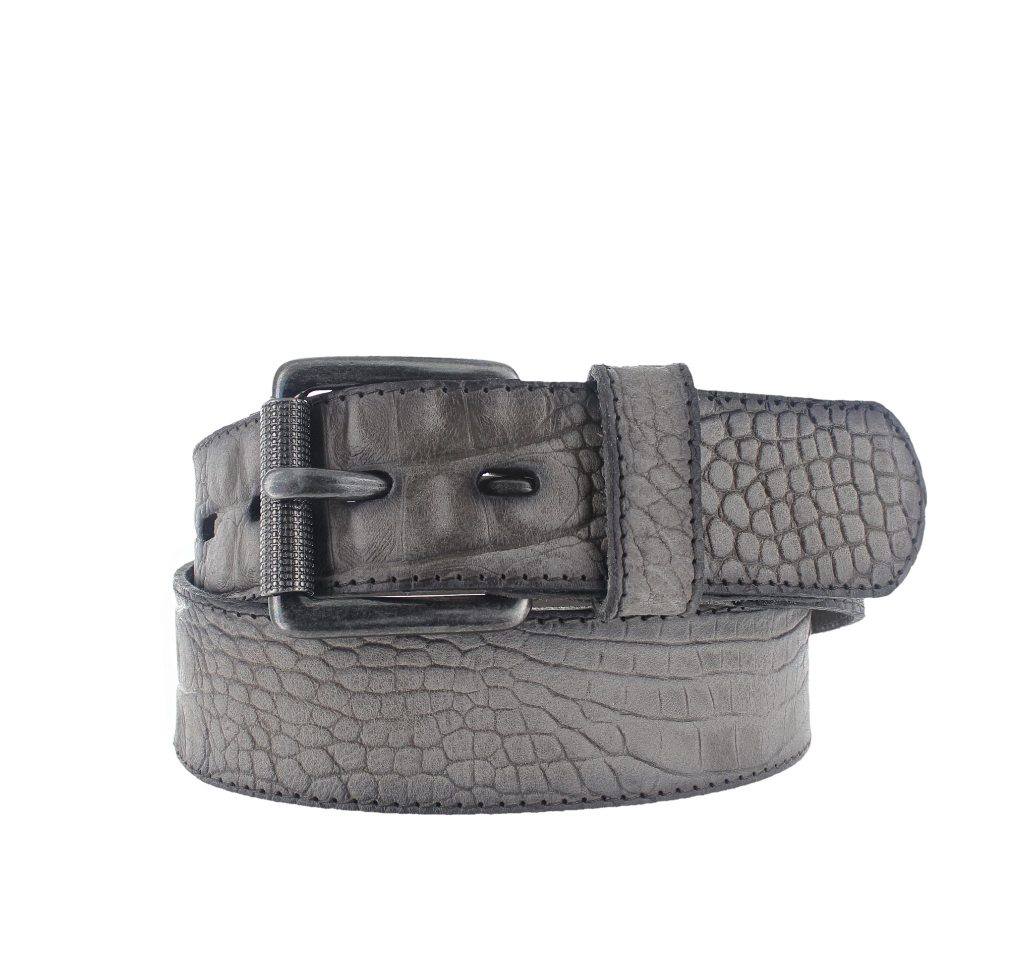 JOB86 Luigi | Kroko herenriem 4,5cm | Grijs