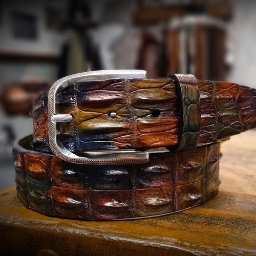  JOB86 Handpainted krokodillen riem | Multi 