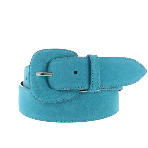  H.A.N. Yasmine | Suede damesriem 4cm | Turqoise 