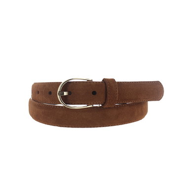 H.A.N. Elena | Suede damesriem 2,5cm | Cognac