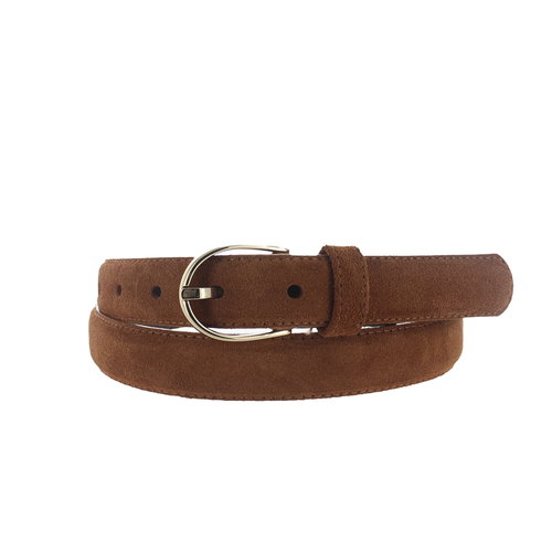  H.A.N. Elena | Suede damesriem 2,5cm | Cognac 