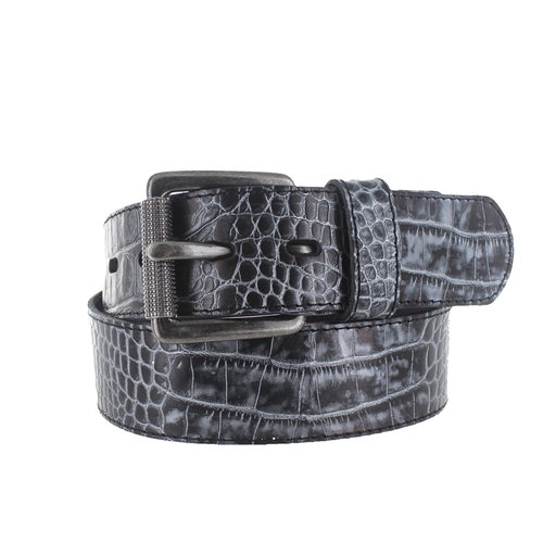  JOB86 Luigi | Kroko herenriem 4,5cm | Zilverzwart 