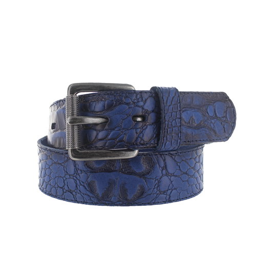 JOB86 Luigi | Kroko herenriem 4,5cm | Blauw 