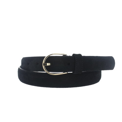  H.A.N. Elena | Suede damesriem 2,5cm | Zwart 